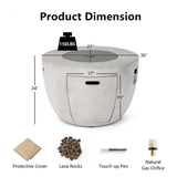 Round 50000 BTU Concrete Propane Fire Pit Table With Lava Rocks & PVC Cover, 36"