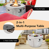 Round 50000 BTU Concrete Propane Fire Pit Table With Lava Rocks & PVC Cover, 36"