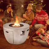 Round 50000 BTU Concrete Propane Fire Pit Table With Lava Rocks & PVC Cover, 36"
