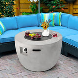 Round 50000 BTU Concrete Propane Fire Pit Table With Lava Rocks & PVC Cover, 36"