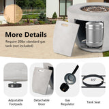 Round 50000 BTU Concrete Propane Fire Pit Table With Lava Rocks & PVC Cover, 36"