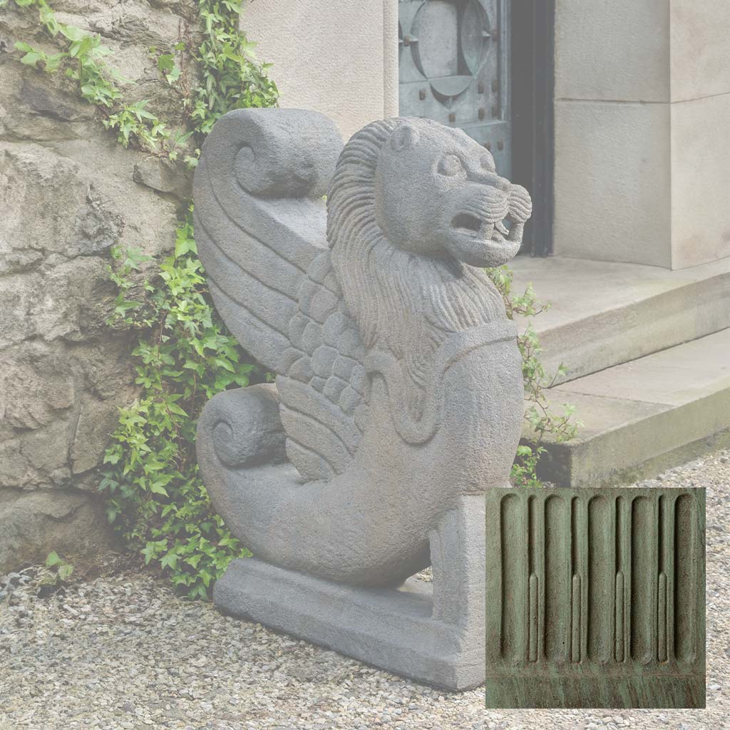 Campania Antique Winged Lion Garden Statue - S-547