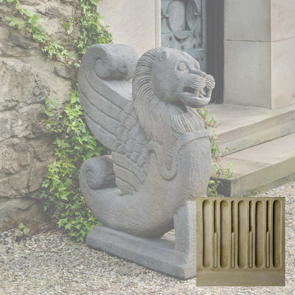 Campania Antique Winged Lion Garden Statue - S-547