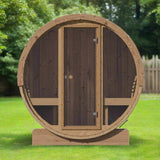 SaunaLife Model E7G Ergo Series 4-Person Outdoor Sauna Barrel With Glass Front [SL-MODELE7G] (SAK81934)