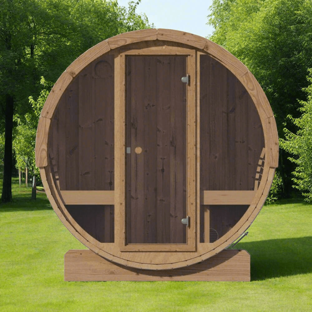 SaunaLife Model E8G Ergo Series 6-Person Outdoor Sauna Barrel With Tempered Glass Front [SL-MODELE8G] (SAK92814)