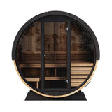 SaunaLife Model EE6G Ergo Series 4-Person Outdoor Sauna Barrel With Tempered Glass Front [SL-MODELEE6G] (SAK39412)