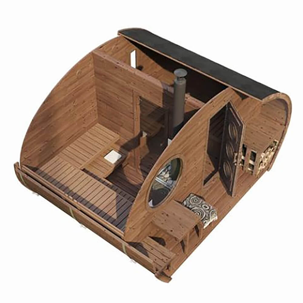 SaunaLife Model G11 8-Person Garden-Series Luxury Wooden Outdoor Home Sauna Kit [SL-MODELG11] (SAK72683)