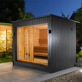 SaunaLife Model G7 6-Person Pre-Assembled Luxury Outdoor Home Sauna With Thermo-Pine Exterior Cladding [SL-MODELG7] (SAK57193)