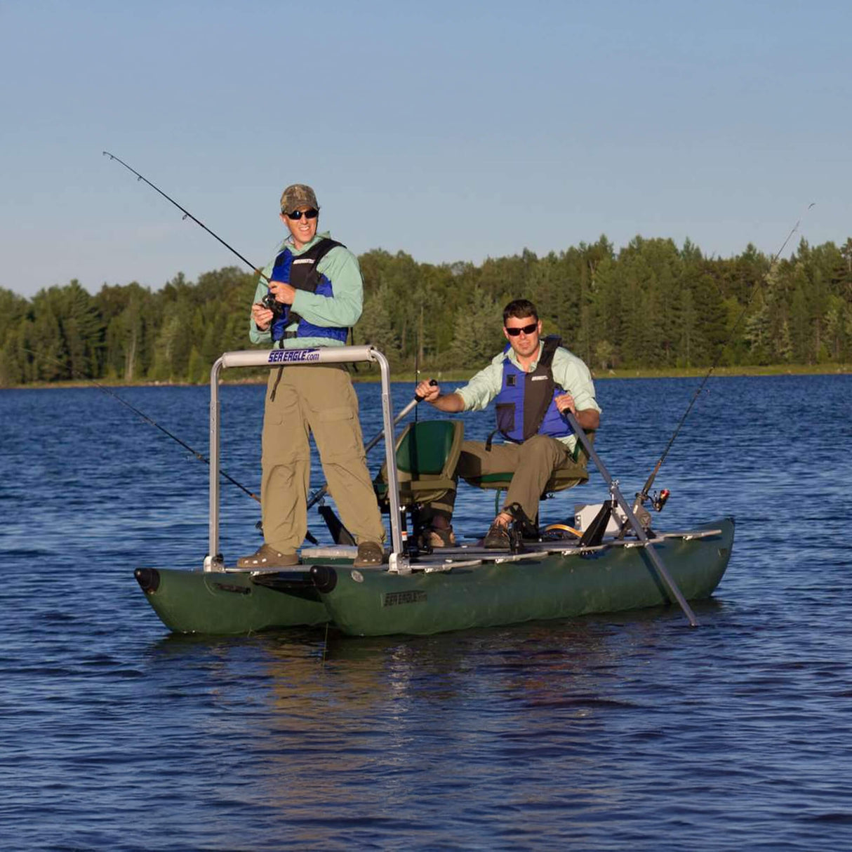 Sea Eagle 375FC FoldCat 2 Persons Inflatable Fishing Lightweight Pontoon Boat [375FC] (SAK34652)