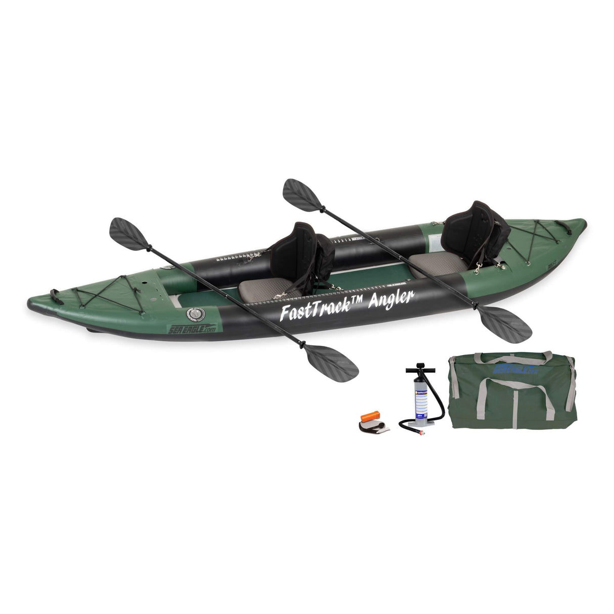 Sea Eagle 385FTA FastTrack 2 Persons Angler Inflatable Hunter Green Fishing Kayak, 12FT [385FTA] (SAK80139)