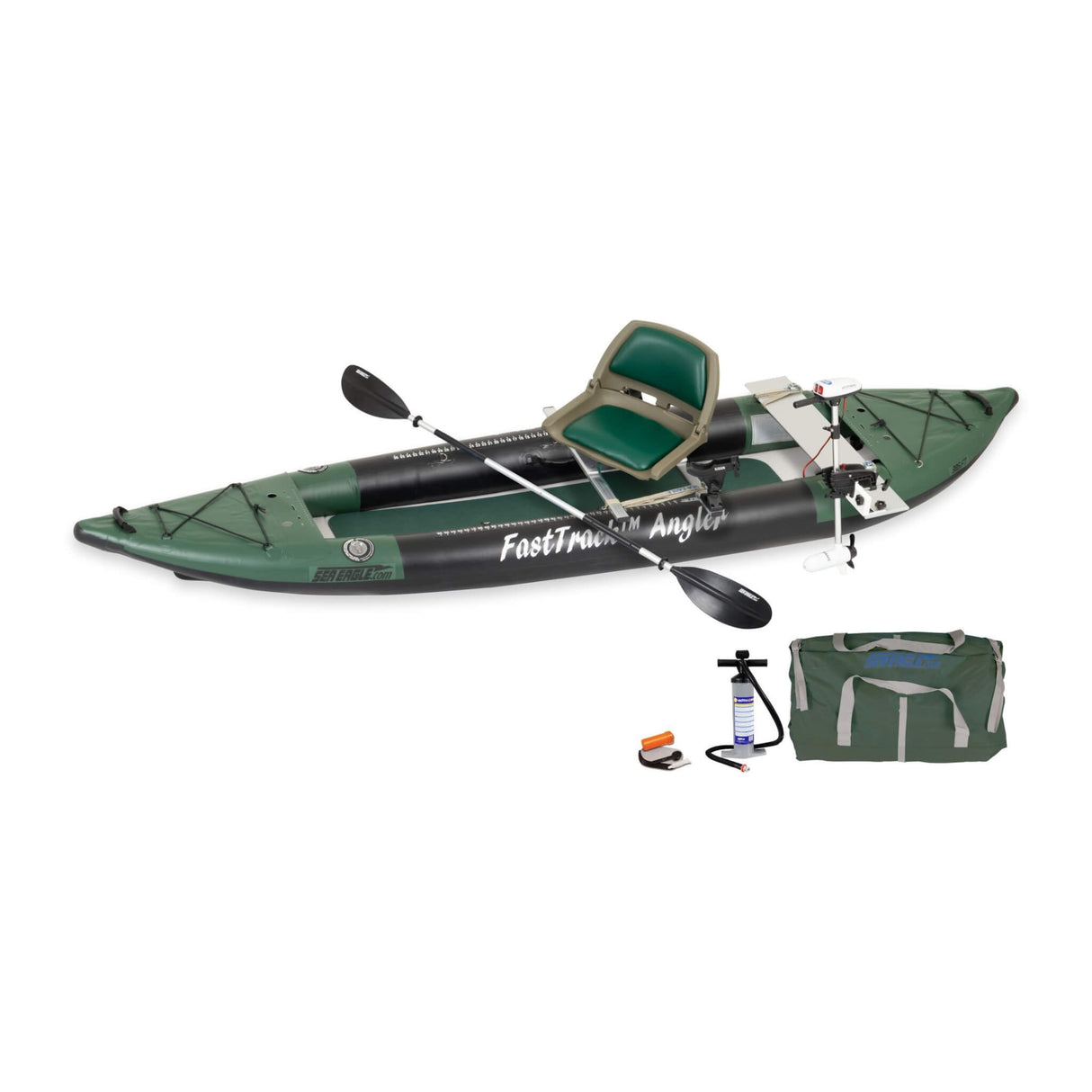 Sea Eagle 385FTA FastTrack 2 Persons Angler Inflatable Hunter Green Fishing Kayak, 12FT [385FTA] (SAK80139)