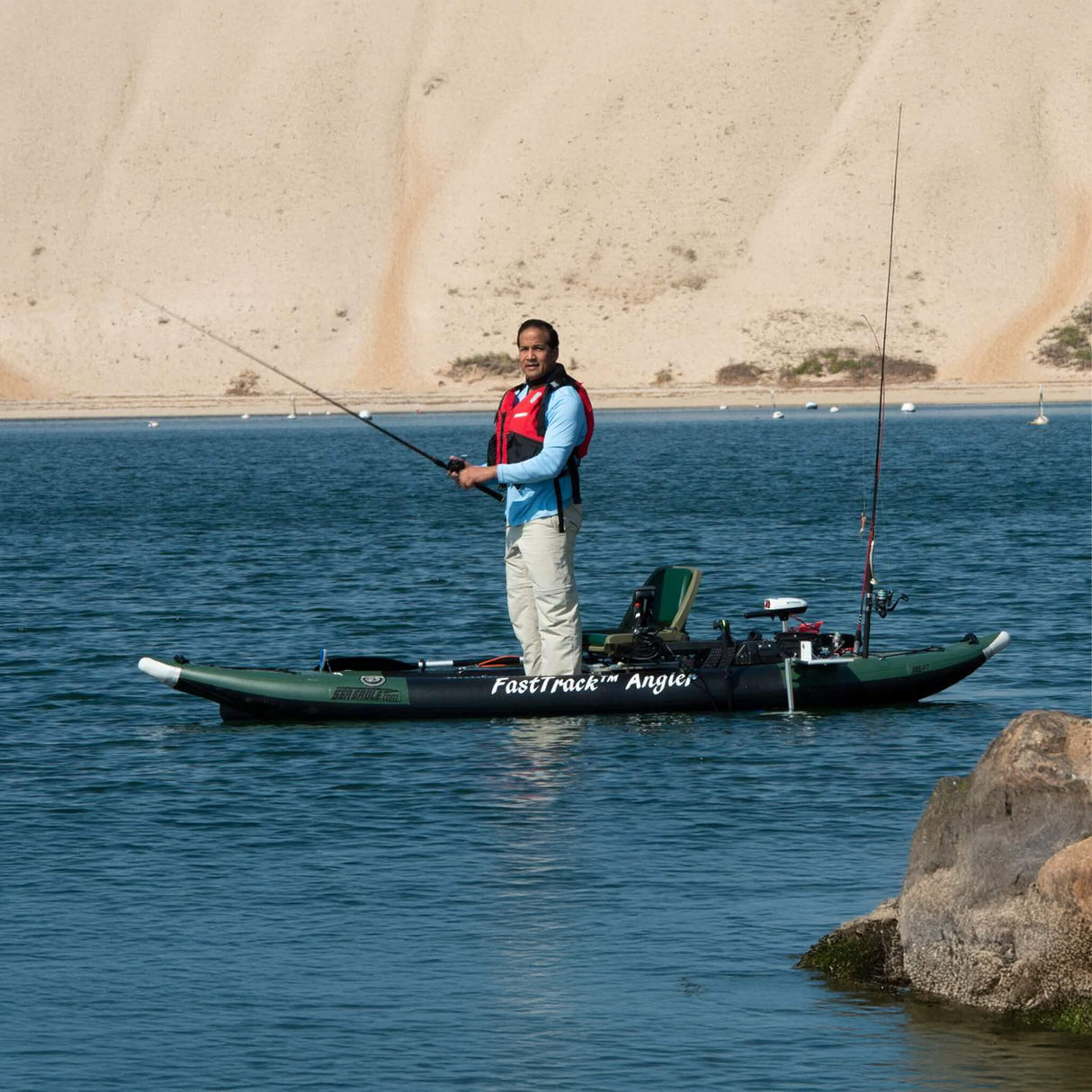 Sea Eagle 385FTA FastTrack 2 Persons Angler Inflatable Hunter Green Fishing Kayak, 12FT [385FTA] (SAK80139)