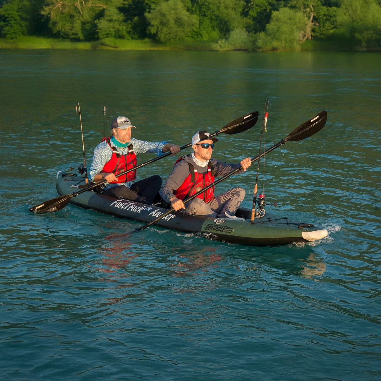 Sea Eagle 385FTA FastTrack 2 Persons Angler Inflatable Hunter Green Fishing Kayak, 12FT [385FTA] (SAK80139)