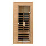 Single-Person Indoor Low EMF FAR Infrared Heat Hemlock Wood Personal Home Spa Sauna, 1200W