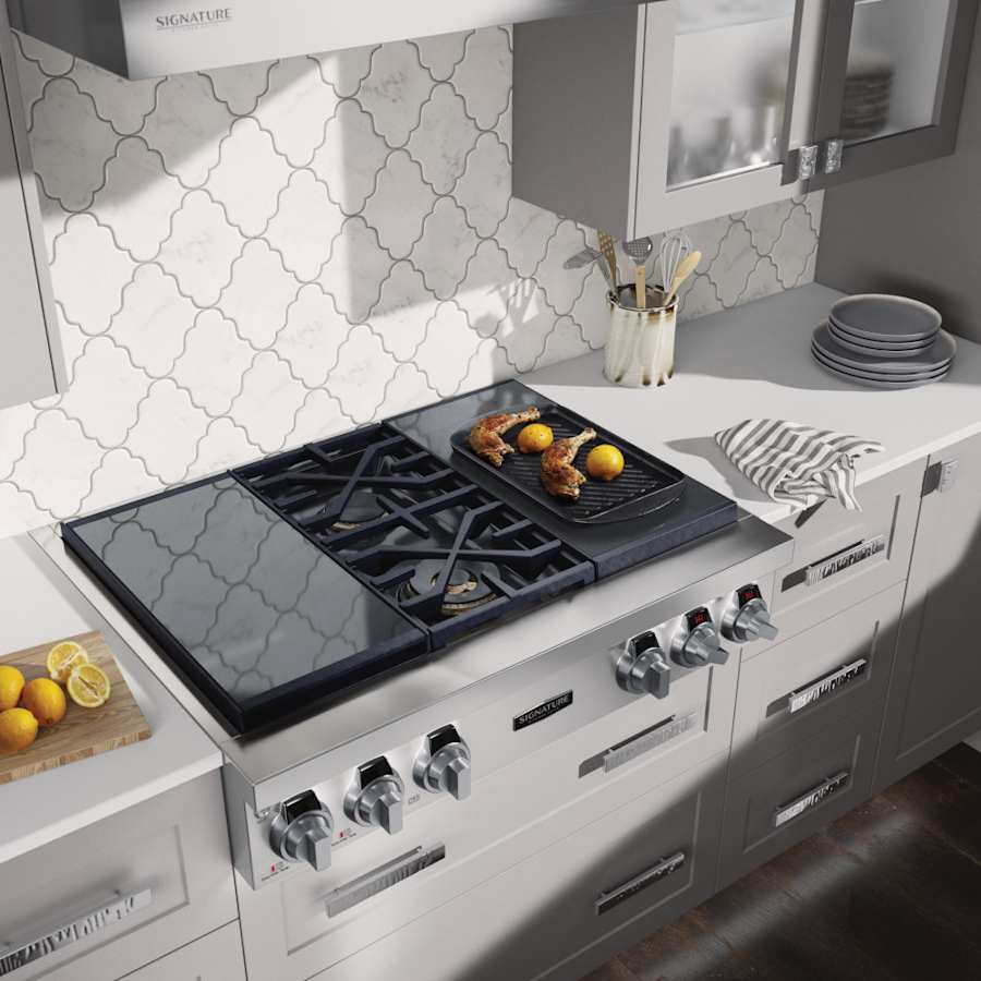 SKS 36" Dual‑Fuel Pro Rangetop with Sous Vide & Induction, Stainless Steel – SKSRT360SIS