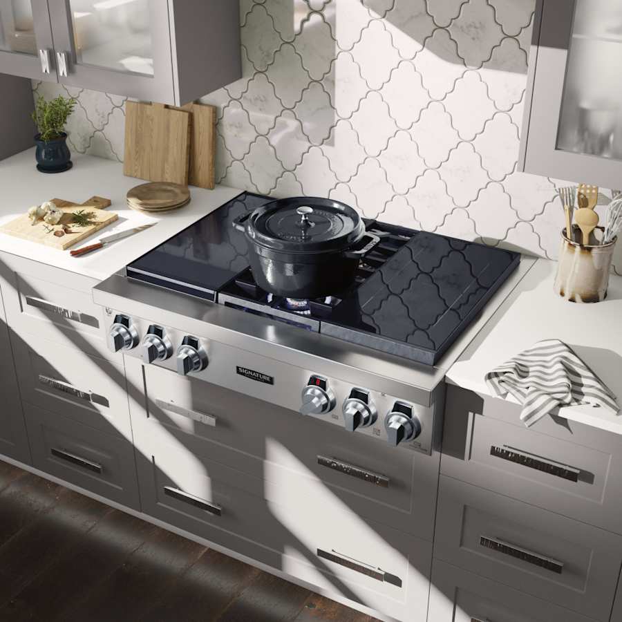 SKS 36" Dual‑Fuel Pro Rangetop with Sous Vide & Induction, Stainless Steel – SKSRT360SIS