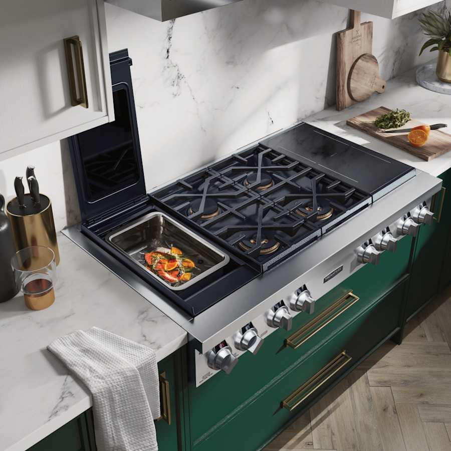 SKS 48" Dual‑Fuel Pro Rangetop with Sous Vide & Induction, Stainless Steel – SKSRT480SIS