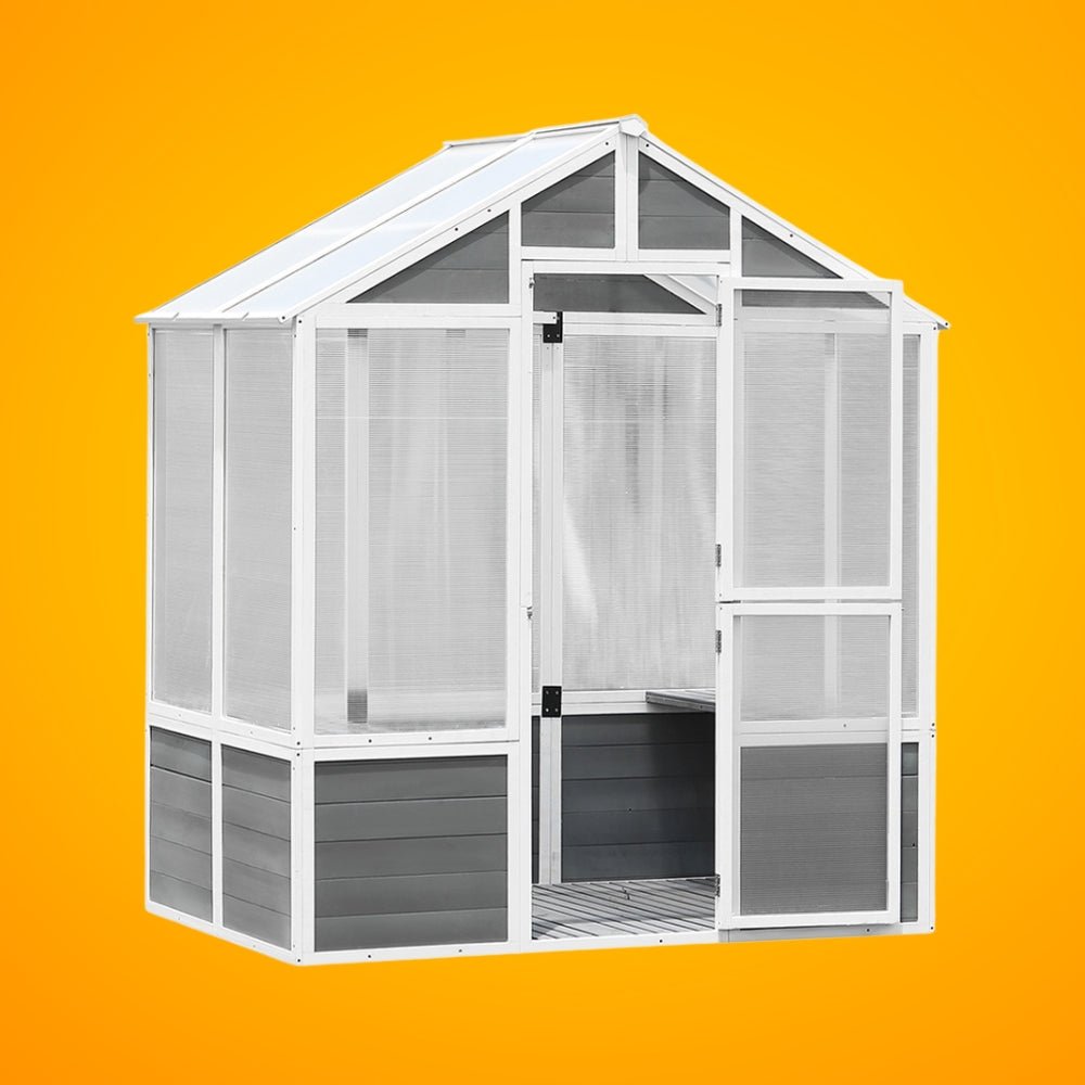 Outdoor Walk-In Polycarbonate Garden Greenhouse With Drain Holes, 4x6FT