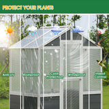 Outdoor Walk-In Polycarbonate Garden Greenhouse With Drain Holes, 4x6FT
