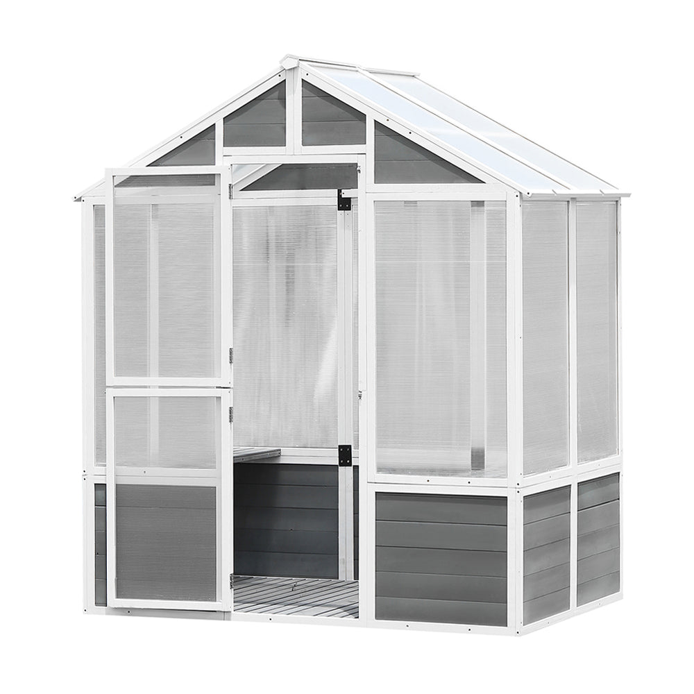 Outdoor Walk-In Polycarbonate Garden Greenhouse With Drain Holes, 4x6FT