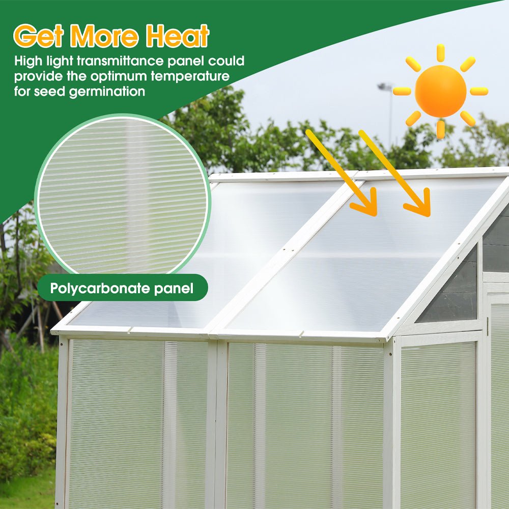 Outdoor Walk-In Polycarbonate Garden Greenhouse With Drain Holes, 4x6FT