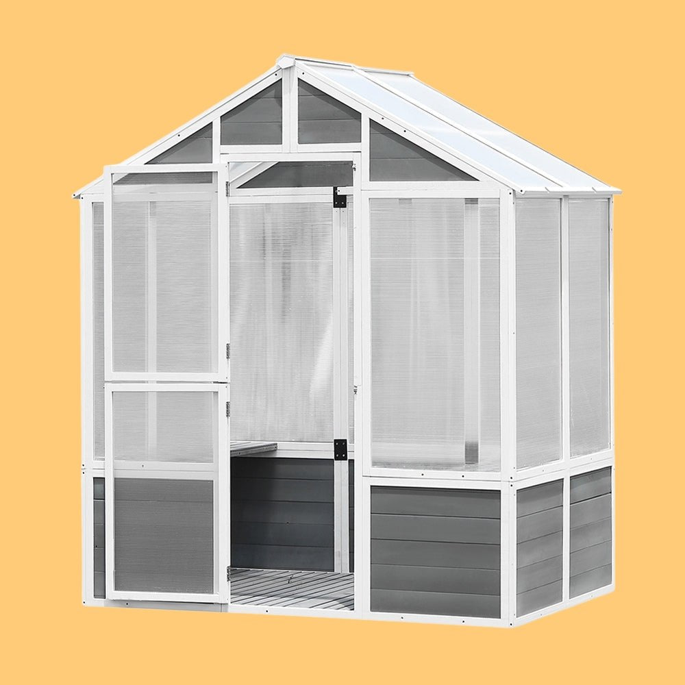 Outdoor Walk-In Polycarbonate Garden Greenhouse With Drain Holes, 4x6FT