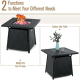 Sophia & William Outdoor Gas Fire Pit Table Set W/ Cushioned Swivel Dining Chairs, 5PCS