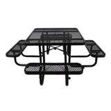 Large 46" Stylish Black Square Steel Picnic Table W/ Thermoplastic Coating & Umbrella Pole