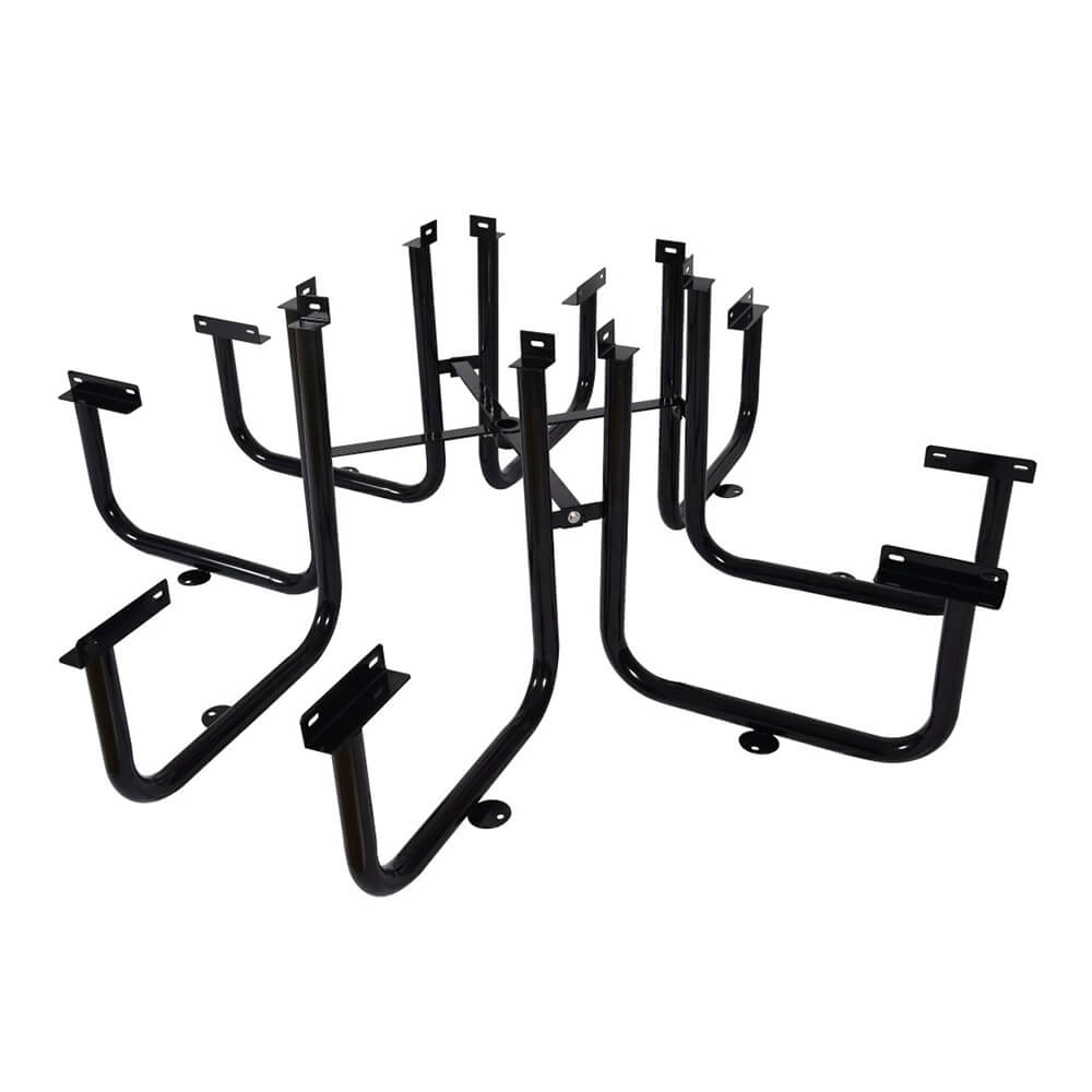 Large 46" Stylish Black Square Steel Picnic Table W/ Thermoplastic Coating & Umbrella Pole