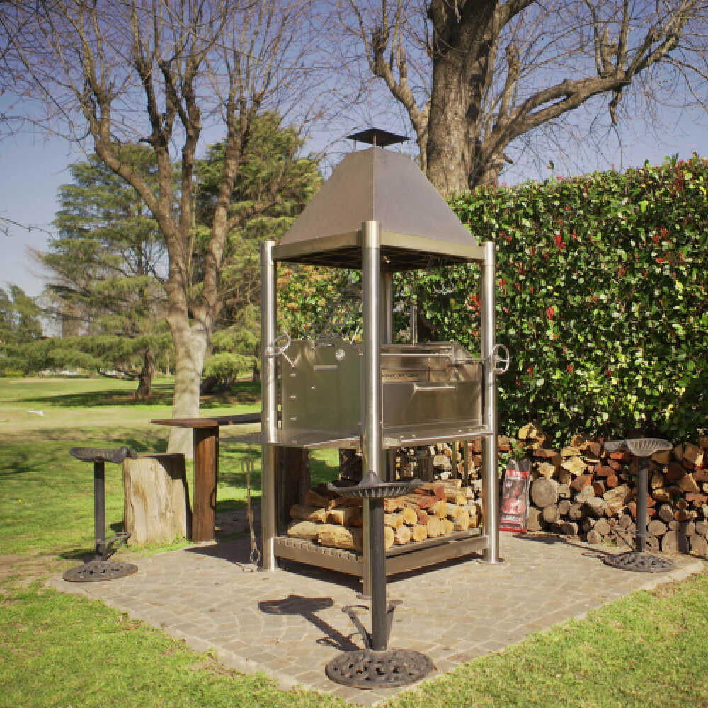 Tagwood BBQ (THE BEAST) Argentine Santa Maria Stainless Steel Wood Fire & Charcoal Gaucho Grill, 61" [BBQ02SS]