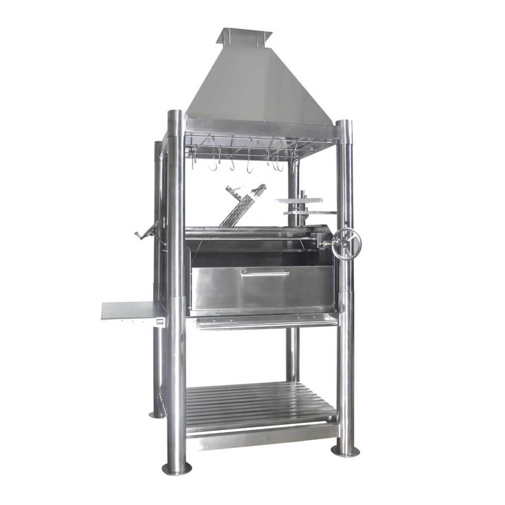 Tagwood BBQ (THE BEAST) Argentine Santa Maria Stainless Steel Wood Fire & Charcoal Gaucho Grill, 61" [BBQ02SS]