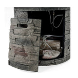 32" Transitional Outdoor Concrete Round Propane Fire Pit Table, Gray (SAK48268)