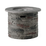 32" Transitional Outdoor Concrete Round Propane Fire Pit Table, Gray (SAK48268)