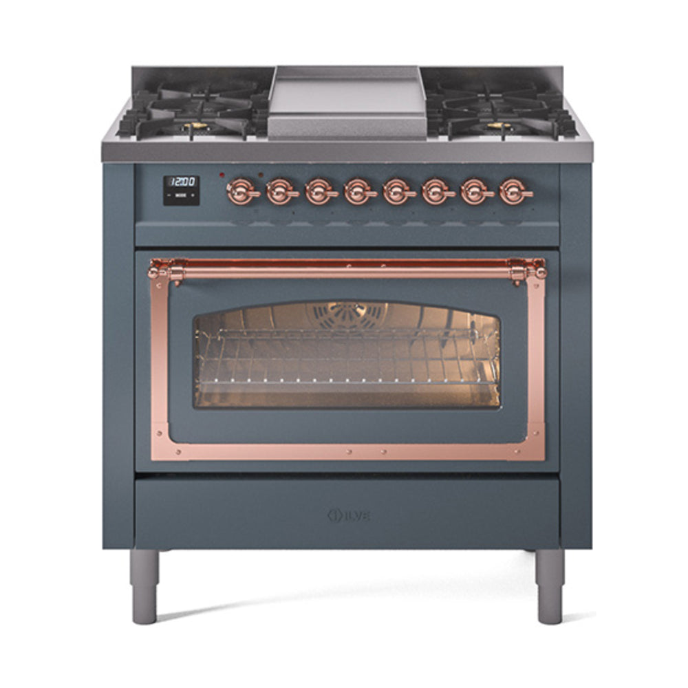 ILVE Nostalgie II Noblesse 36" Dual Fuel Range Triple Glass Door UN36FNMP