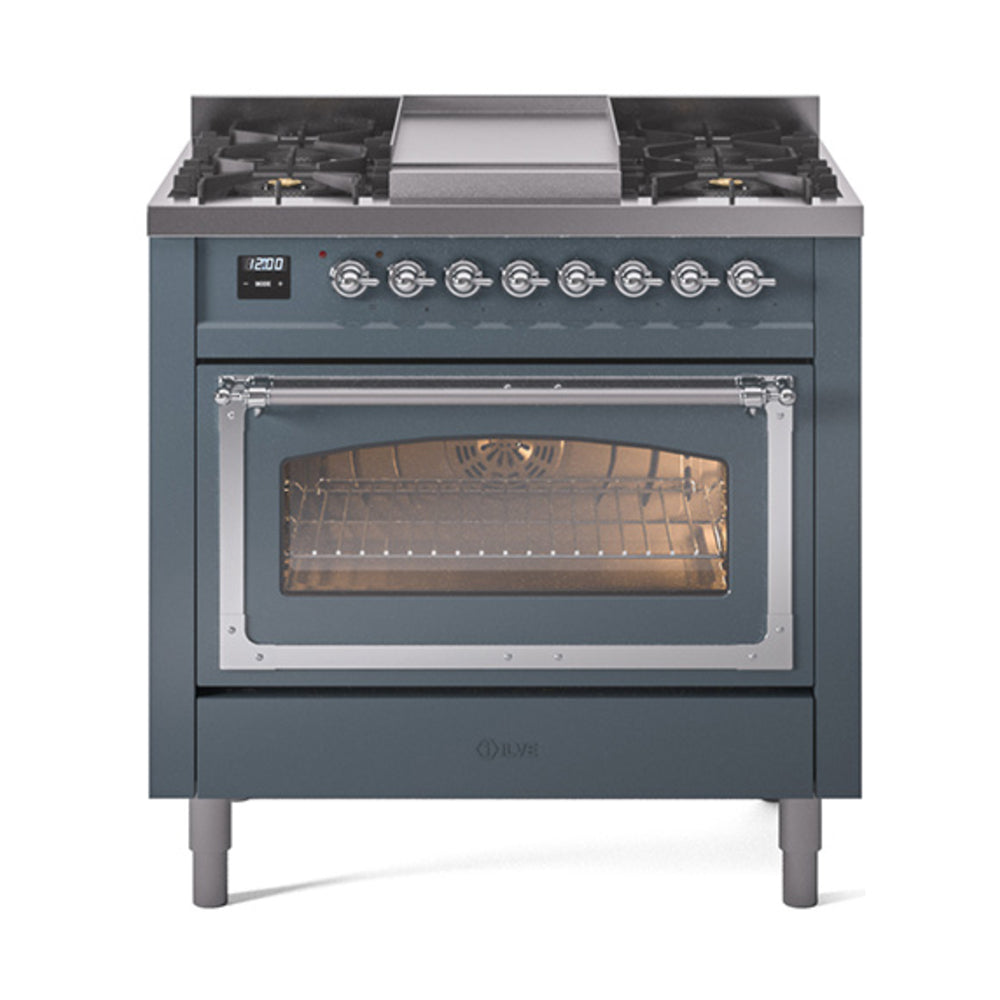ILVE Nostalgie II Noblesse 36" Dual Fuel Range Triple Glass Door UN36FNMP