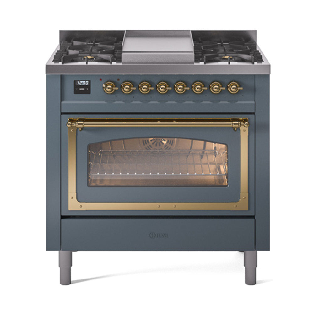 ILVE Nostalgie II Noblesse 36" Dual Fuel Range Triple Glass Door UN36FNMP