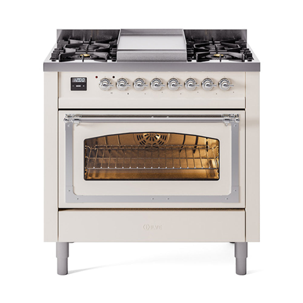 ILVE Nostalgie II Noblesse 36" Dual Fuel Range Triple Glass Door UN36FNMP
