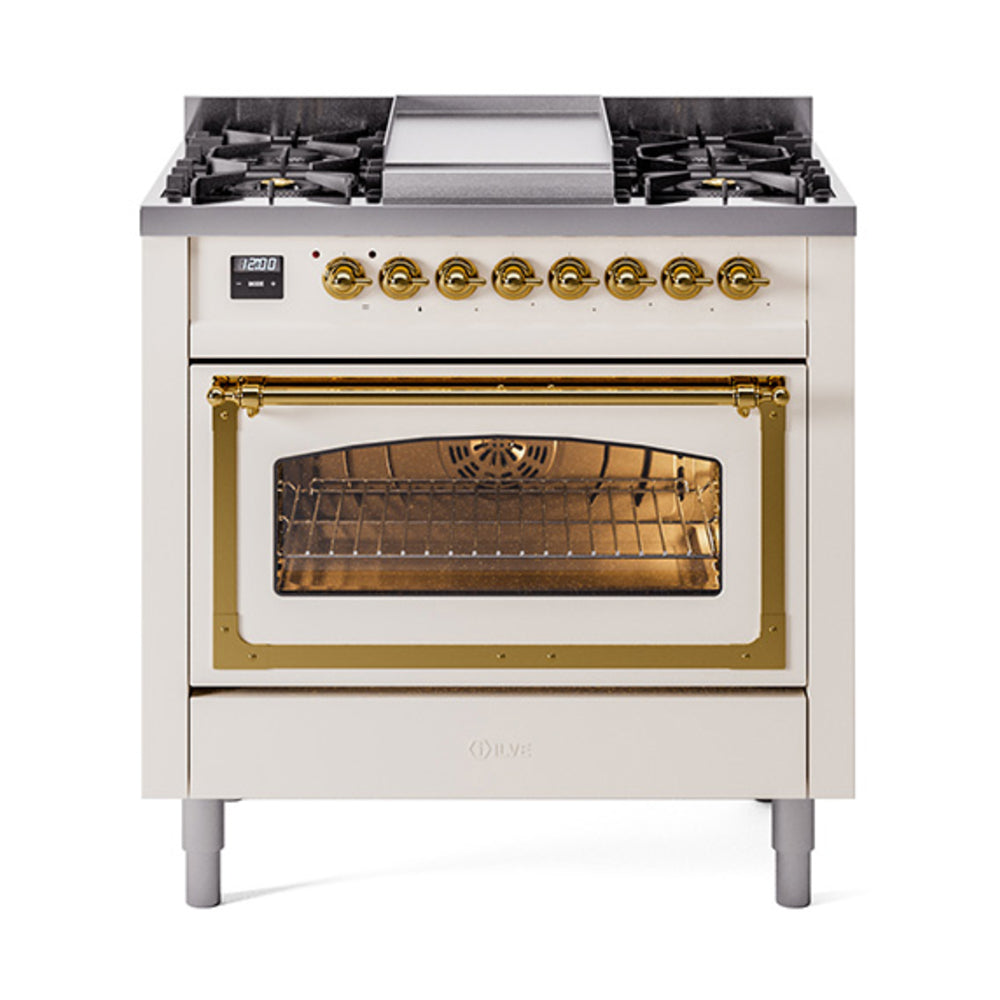 ILVE Nostalgie II Noblesse 36" Dual Fuel Range Triple Glass Door UN36FNMP