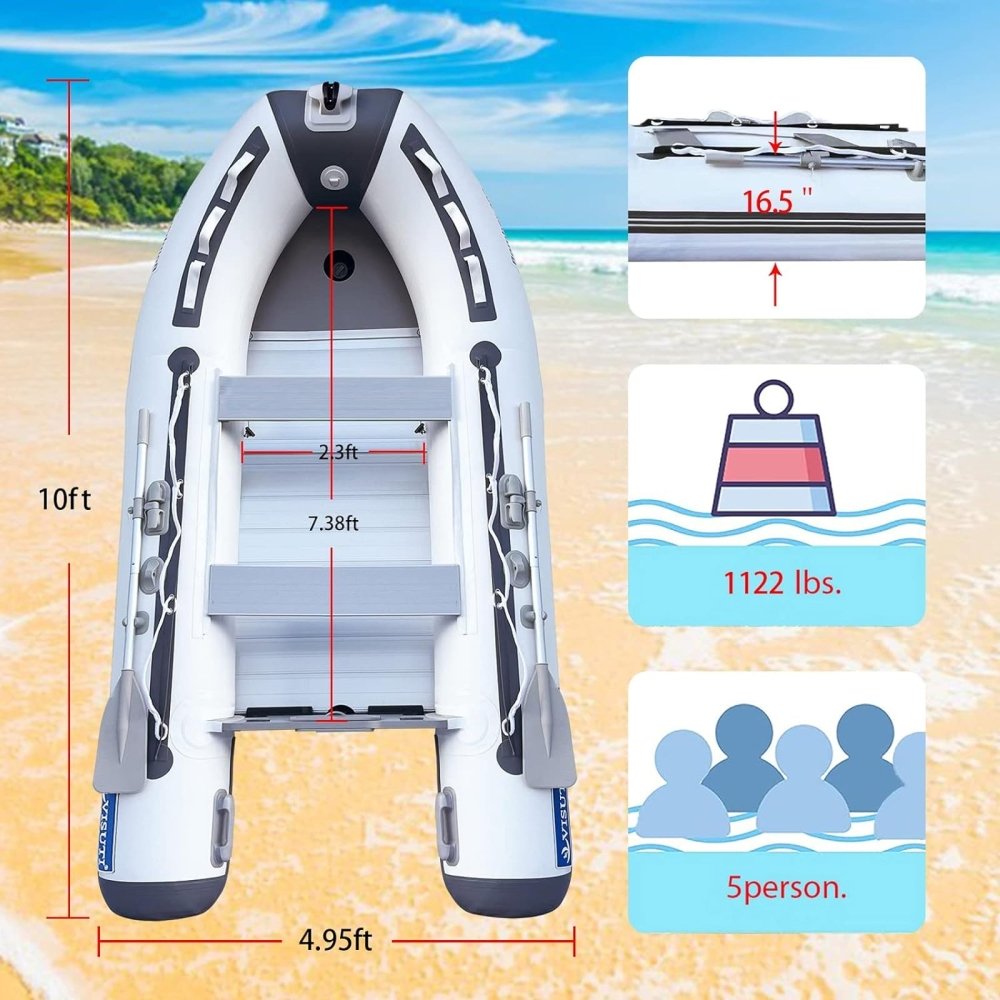 Virtue US 5-Person Inflatable Dinghy Transom Sport Tender Boat, 10FT