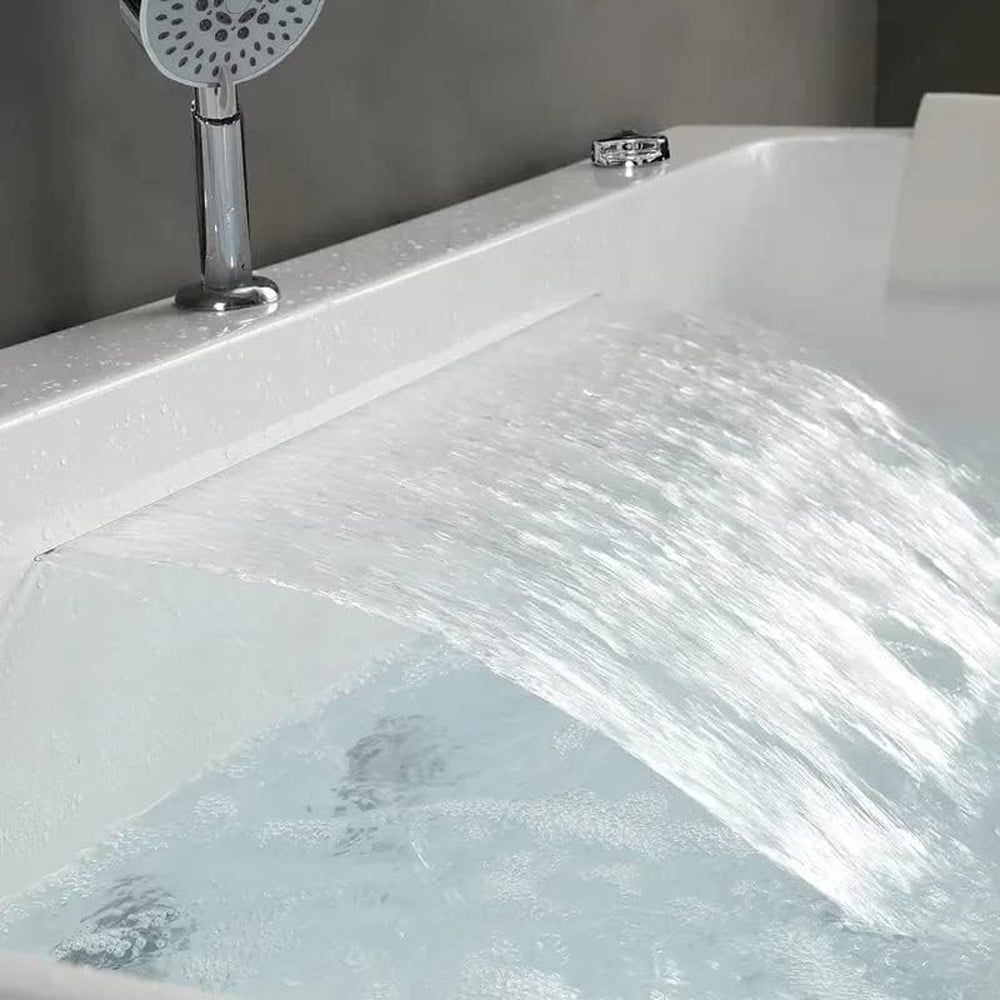 WBT Premium Modern Acrylic Alcove Rectangular Whirlpool Water Massage Bathtub, 67"