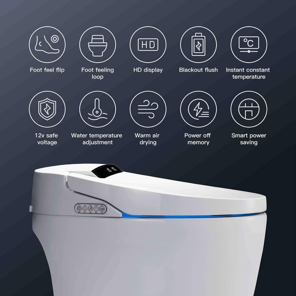 Premium Automatic Single-Piece Home Smart Toilet With Bidet, Foot Sensor And Heated Seat (96152473)