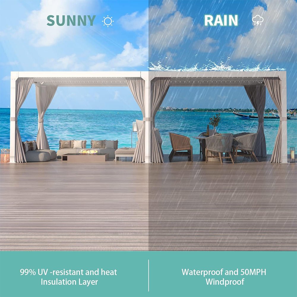 [12x20FT] Outdoor Hardtop Louvered Pergola With Adjustable Aluminum Rainproof Roof (97418625)