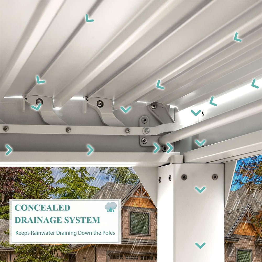 [12x20FT] Outdoor Hardtop Louvered Pergola With Adjustable Aluminum Rainproof Roof (97418625)