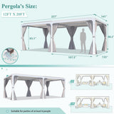 [12x20FT] Outdoor Hardtop Louvered Pergola With Adjustable Aluminum Rainproof Roof (97418625)